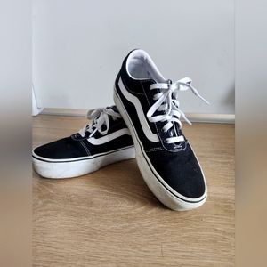 Vans Old Skool Canvas Platform Sneakers (Black, Size 8.5)